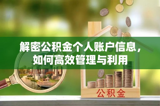 陇南解密公积金个人账户信息，如何高效管理与利用